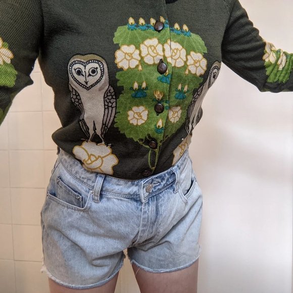 Rare Vintage Owl Button-Up Sweater - Picture 1 of 2